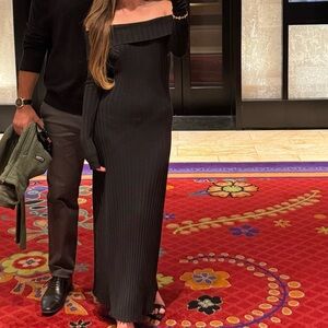 SIMON MILLER ribbed off Shoulder maxi dress